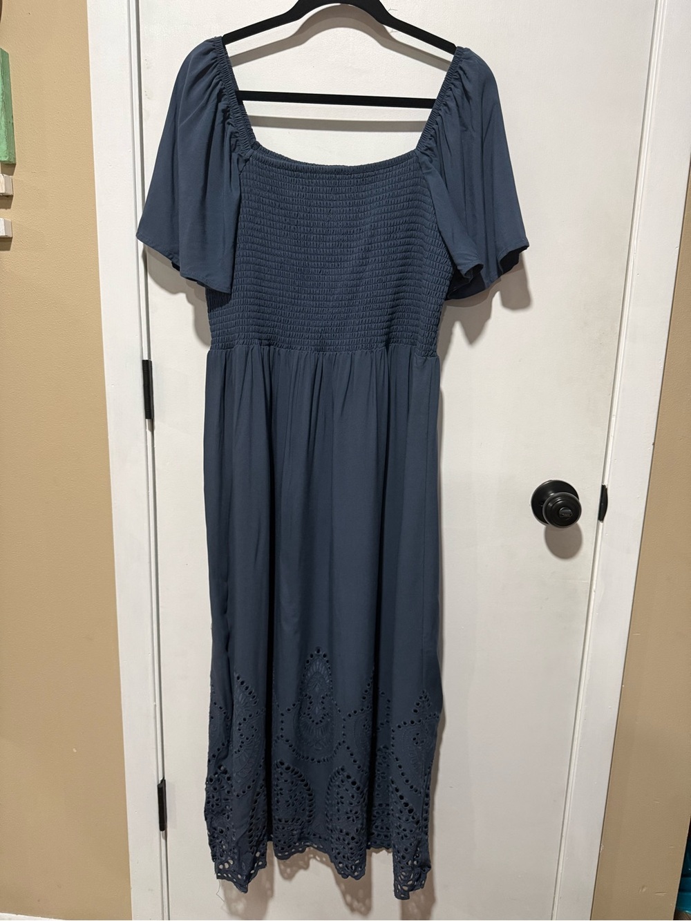 Maurices Slate Blue Smocked Maxi Dress-1491